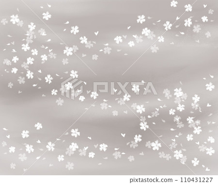 淺棕褐色背景上漂浮的櫻花水彩插圖 110431227