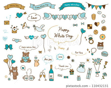 White day cute handwritten illustration set White day cute handwritten illustration set 110432131