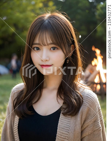 “AI-generated image” of Minato Ward girls enjoying camping in the mountains 110432771