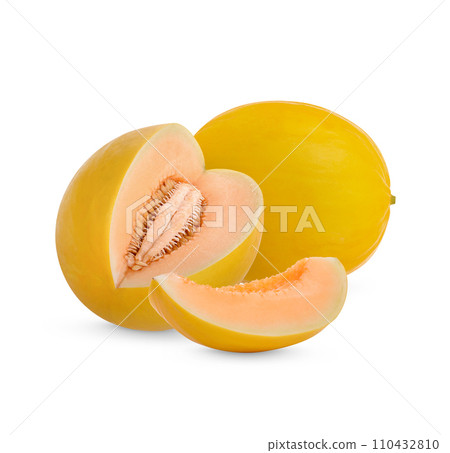 Fresh cantaloupe isolated on white background Fresh cantaloupe isolated on white background 110432810
