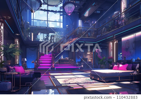 Delicate artistic cyberpunk illustration background 110432883