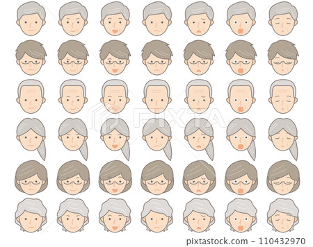 Senior icons with various expressions 110432970