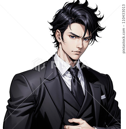 一位穿著西裝、表情嚴肅的商人的插圖 110433013