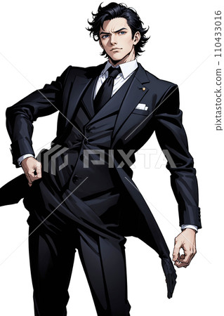 一位穿著西裝、表情嚴肅的商人的插圖 110433016