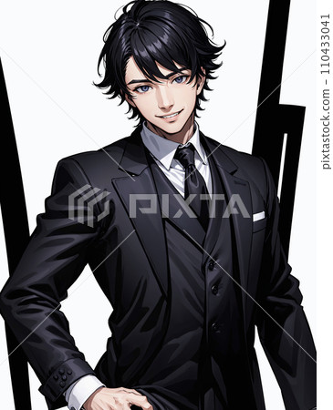 Illustration of a smiling man in a suit Illustration of a smiling man in a suit 110433041