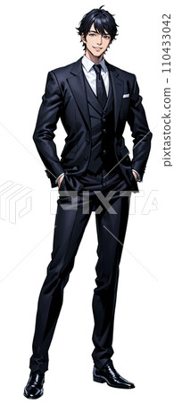 Full body illustration of a smiling businessman in a suit Full body illustration of a smiling businessman in a suit 110433042