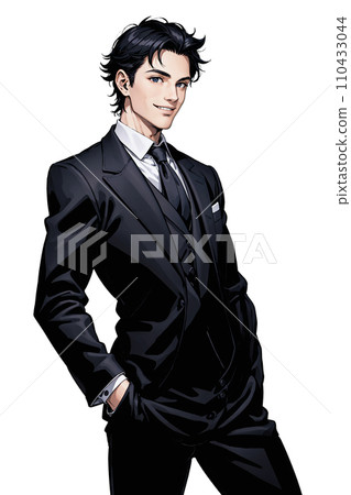 Illustration of a smiling man in a suit Illustration of a smiling man in a suit 110433044