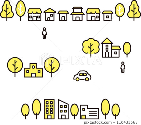 Icon pictogram arrangement house residence car person simple line cute illustration material set Icon pictogram arrangement house residence car person simple line cute illustration material set 110433565