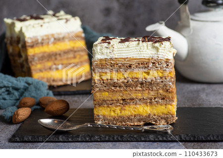 Delicious homemade cake with different fillings 110433673