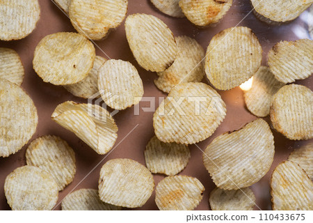 Falling potato chips 110433675