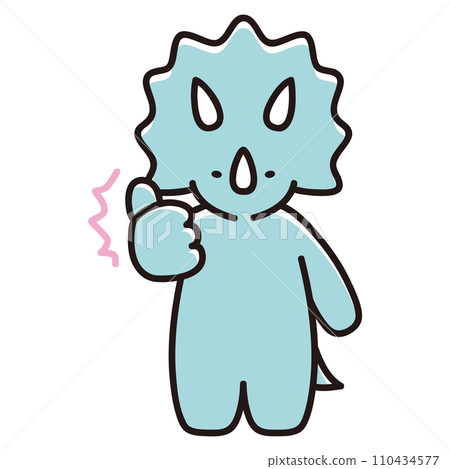 Illustration of a baby triceratops taking an OK pose 110434577