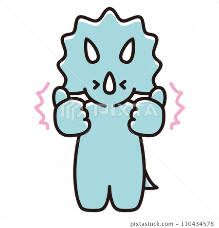 Illustration of a baby triceratops saying thumbs up with both hands 110434578