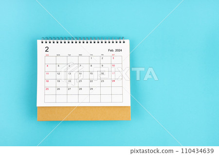 February 2024, Monthly desk calendar for 2024 year 110434639