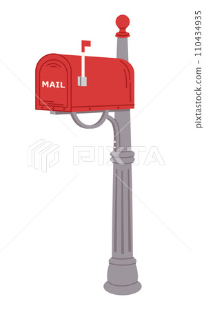 Mailbox, post box for paper, letters and newspapers. Delivery, message concept. Hand drawn vector illustration isolated on white background. Mailbox, post box for paper, letters and newspapers. Delivery, message concept. Hand drawn vector illustration isolated on white background. 110434935