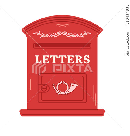 Retro postal letterboxes, mailbox for paper, letters and newspapers. Delivery, message concept. Hand drawn vector illustration isolated on white background. 110434939
