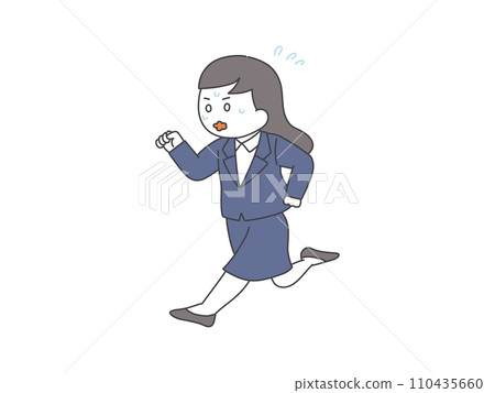 穿著西裝的女人匆匆奔跑的插畫 110435660