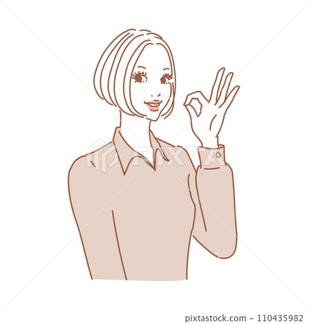 Adult-looking female upper body with bob hair 110435982