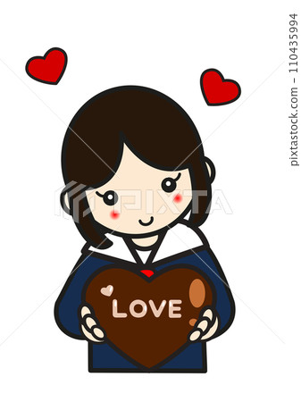 Female student with Valentine's Day chocolate 110435994