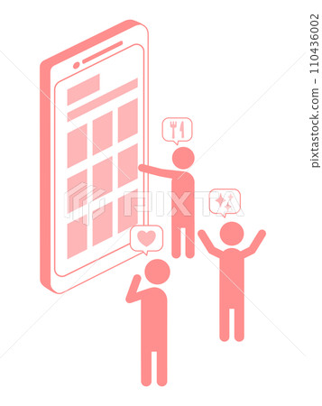 Illustration material of a person shopping online on a smartphone Illustration material of a person shopping online on a smartphone 110436002