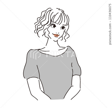 Stylish female upper body with airy perm 110436075