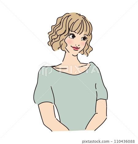 時尚女性上半身透氣燙髮 110436088