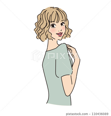時尚女性上半身透氣燙髮 110436089