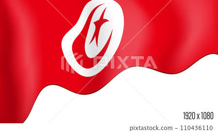 Tunisia country flag realistic independence day background. Tunisian commonwealth banner in motion waving, fluttering in wind. Festive patriotic HD format template for independence day 110436110