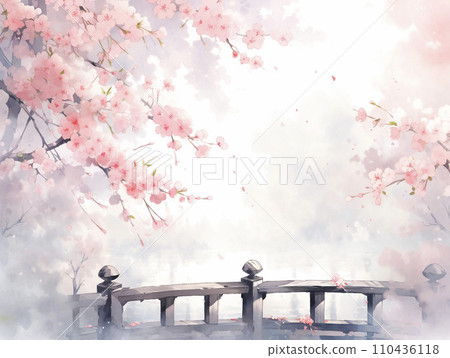 日本櫻花背景圖AI圖片 110436118