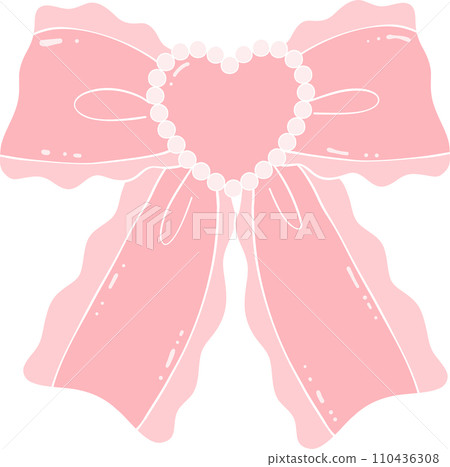 Coquette Aesthetic Ribbon Bow pink flat illustration 110436308