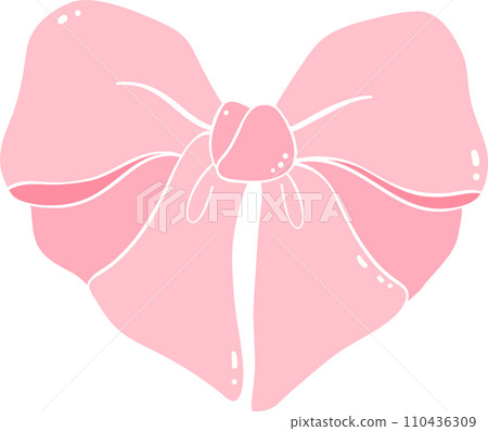 Coquette Aesthetic Ribbon Bow pink flat illustration 110436309