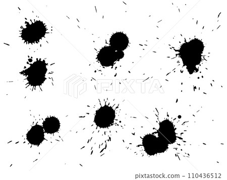 Set of black paint splashes. Abstract vector illustration. Splashes of black ink. Grunge splashes 110436512