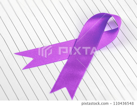 Breast cancer awareness ribbon on doctor table. Awareness month concept. 110436548