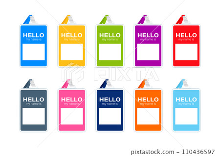 Set of Blank Colorful Name Badge Tags Vector Illustration for Corporate and Social Events Set of Blank Colorful Name Badge Tags Vector Illustration for Corporate and Social Events 110436597