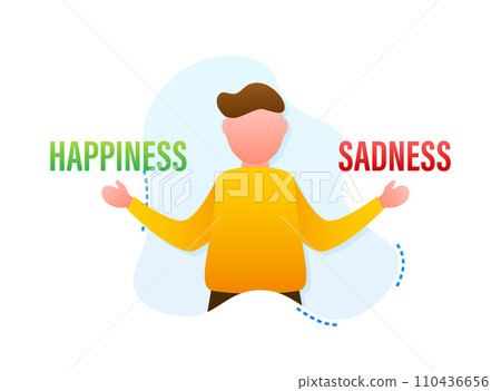 Man Weighing Happiness and Sadness Concept Vector Illustration for Emotional Balance Theme 110436656