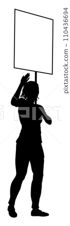 Protest Rally March Picket Sign Silhouette Person Protest Rally March Picket Sign Silhouette Person 110436694