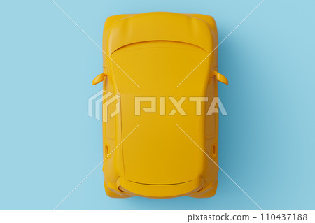 Eco family car on monochrome blue background. 3d render of concept modern car 110437188