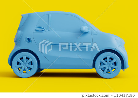 Eco family car on monochrome yellow background. 3d render of concept modern car 110437190