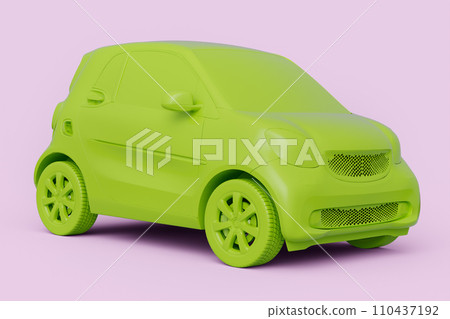 Eco family car on monochrome pink background. 3d render of concept modern car 110437192