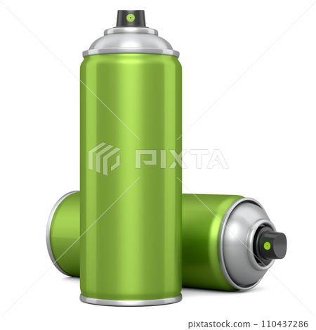 Cans of spray paint isolated on white background. Spray bottle and dispenser Cans of spray paint isolated on white background. Spray bottle and dispenser 110437286