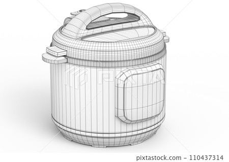 Electric multi cooker isolated on white background. Electric multi cooker isolated on white background. 110437314