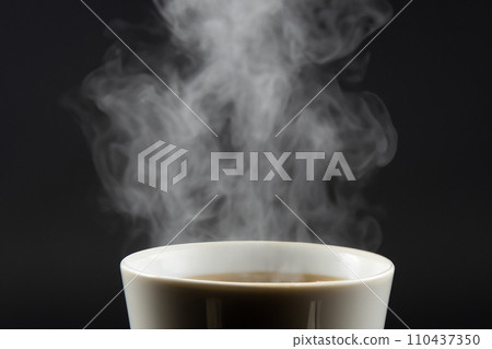 AI-generated image Steam rising from a cup on a black background 110437350