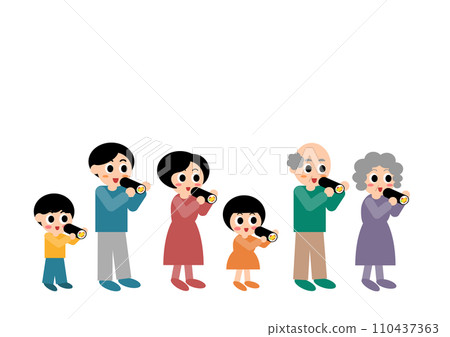 Illustration of a family eating Ehomaki 110437363