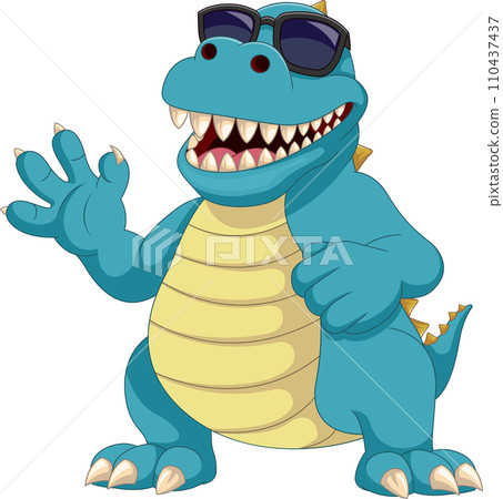 cute dinosaur wearing sunglasses cartoon 110437437