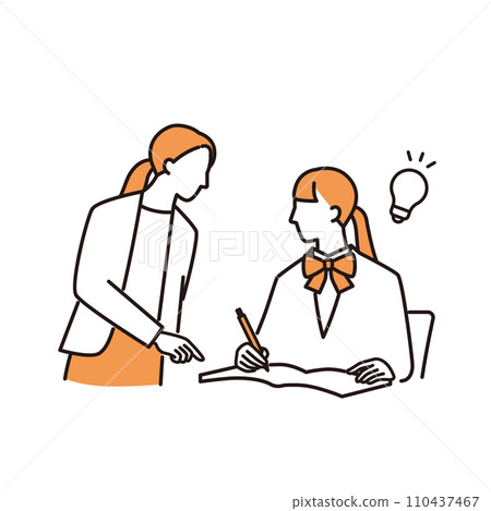 High school girl receiving individual instruction from a female instructor 110437467