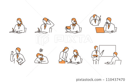 Students in uniform learning and instructors supporting them 110437470