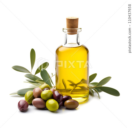 Olives oil on white backgrounds 110437658