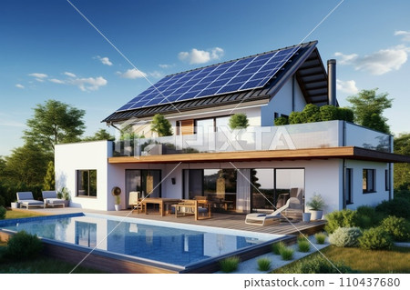 solar panels on roof of the house solar panels on roof of the house 110437680