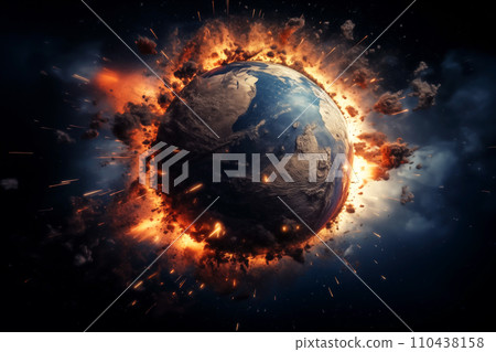 Earth in burns as Global catastrophe, Hell. War on Earth as Climate Change. Earth in burns as Global catastrophe, Hell. War on Earth as Climate Change. 110438158