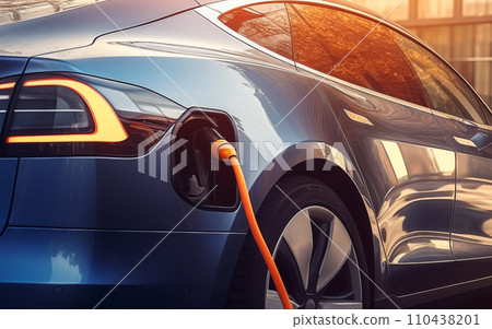 Charging Electric Car. Charge an Electric Car. Powered car charging station. Charging Electric Car. Charge an Electric Car. Powered car charging station. 110438201