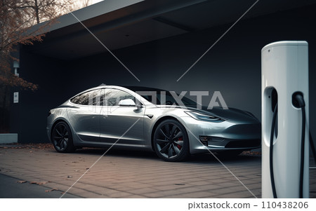Charging Electric Car. Charge an Electric Car. Powered car charging station. Charging Electric Car. Charge an Electric Car. Powered car charging station. 110438206